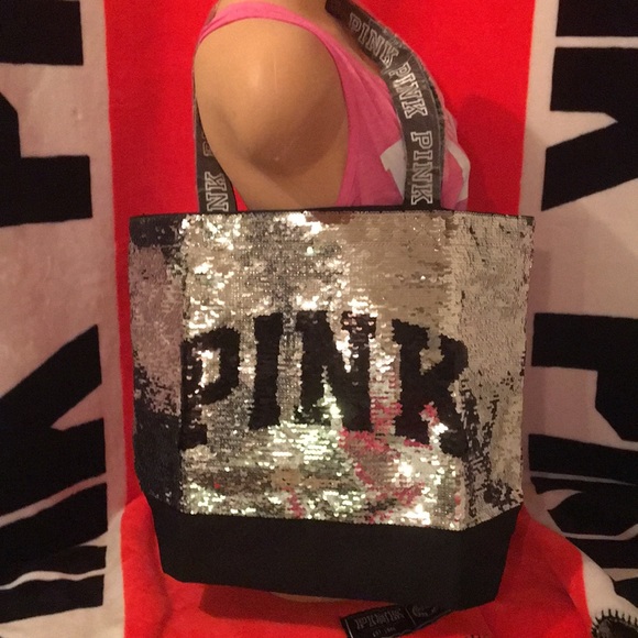 Victoria Secret Pink Flip Sequin Tote Bag NEW - Picture 5 of 8